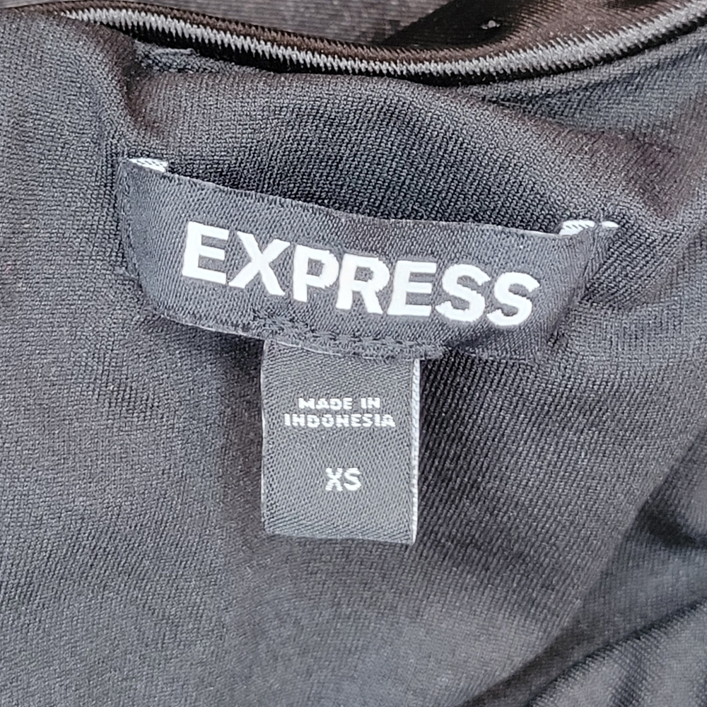 Express Off The Shoulder Black One-Piece Bodysuit, Size XS Shiny Satin Sexy - Picture 8 of 9